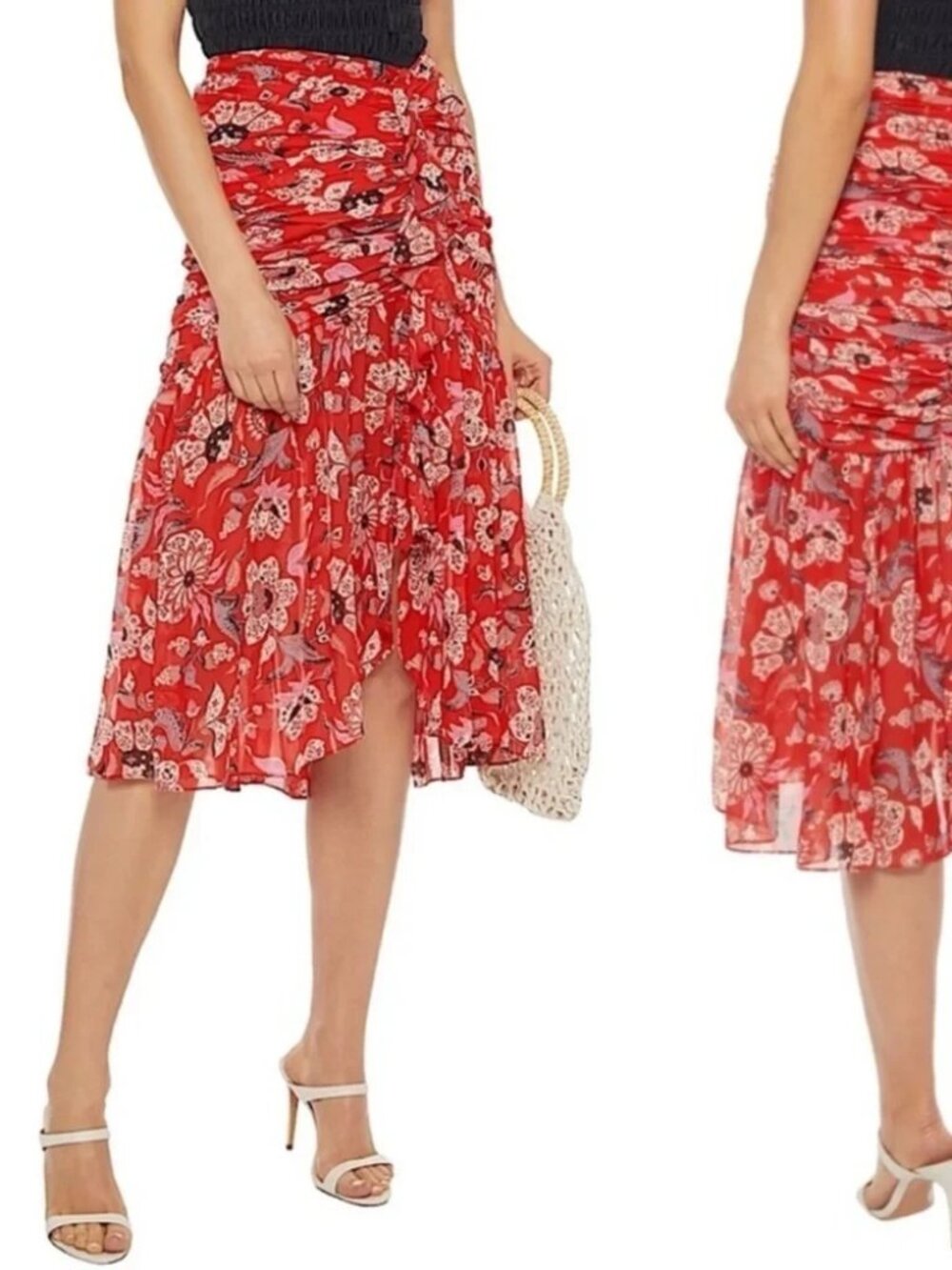 Cinq A Sept GORGEOUS flowy rouched skirt size 4 - Picture 6 of 7